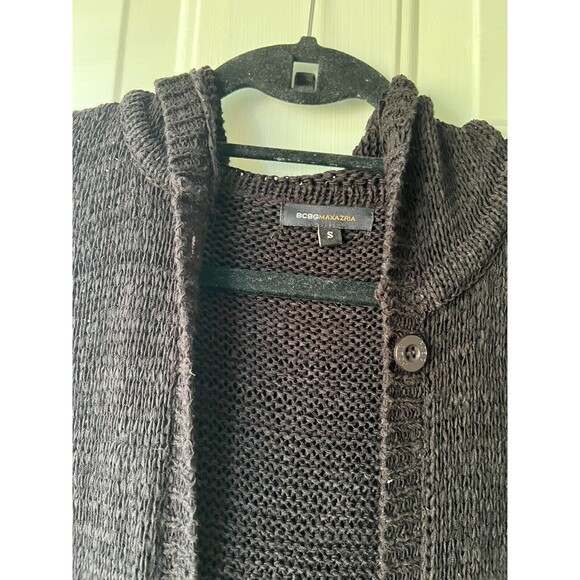 BCBGMaxazria Cardigan Womens Small Black Button Front Sleeveless Knit Sweater - Picture 4 of 6